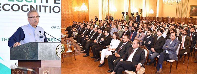 President Dr. Arif Alvi addressing the 3rd Lahore Chamber of Commerce and Industry (LCCI) IT Excellence Recognition Ceremony at Aiwan-e-Sadr