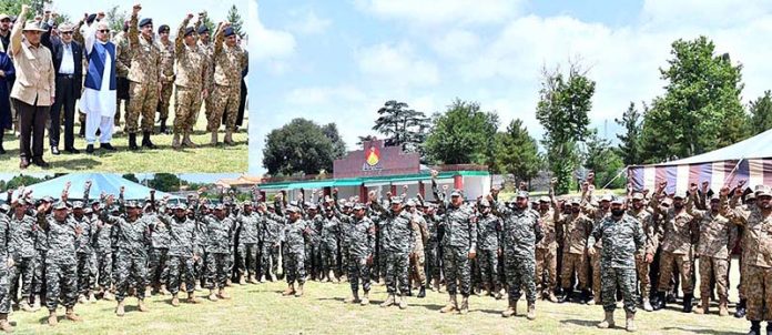 Prime Minister Muhammad Shehbaz Sharif interacts with soldiers on the occasion of Eid ul Adha in Parachinar, Khyber Pakhtunkhwa.