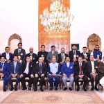 President Dr. Arif Alvi in a group photo with the winners of the Lahore Chamber of Commerce and Industry (LCCI) IT Excellence shields at Aiwan-e-Sadr