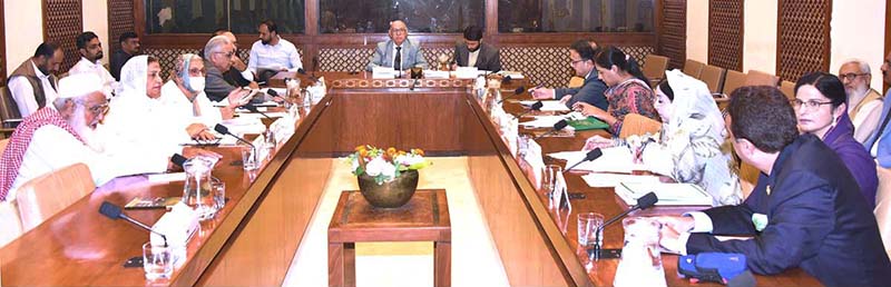 Senator Irfan-ul-Haque Siddiqui, Chairman Senate Standing Committee on Federal Education & Professional Training presiding over a meeting of the committee at Parliament House