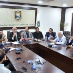 Minister of State and Chairman Reforms and Reduces Mobilization Committee Ashfaq Yousuf Tola addressing to the post budget session at Islamabad Chamber of Commerce & Industry