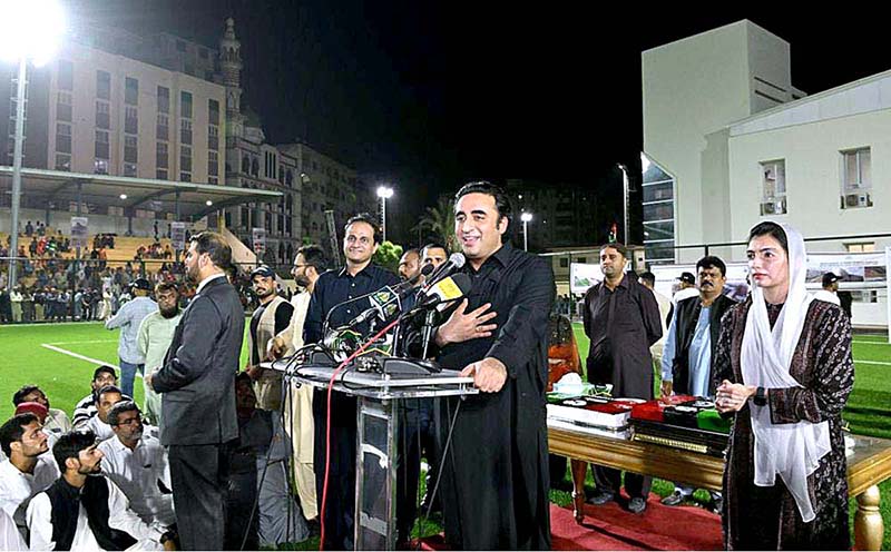 Bilawal Bhutto Zardari, Foreign Minister addressing during inauguration ceremony of Kakri Ground