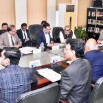 Federal Minister for Finance and Revenue, Senator Mohammad Ishaq Dar chairs a meeting of the Steering Committee to oversee the outsourcing of airports’ operations, at Finance Division