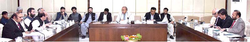 Senator Mohsin Aziz, Chairman Senate Standing Committee on Interior presiding over a meeting of the committee at Parliament House