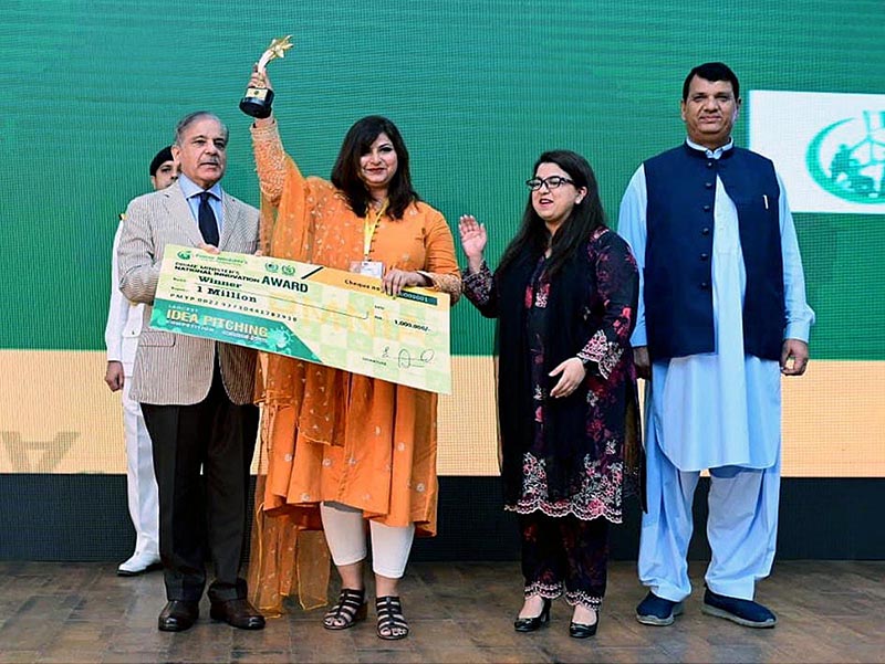 Prime Minister Muhammad Shehbaz Sharif distributing PM’s National Innovation Award among the successful candidates
