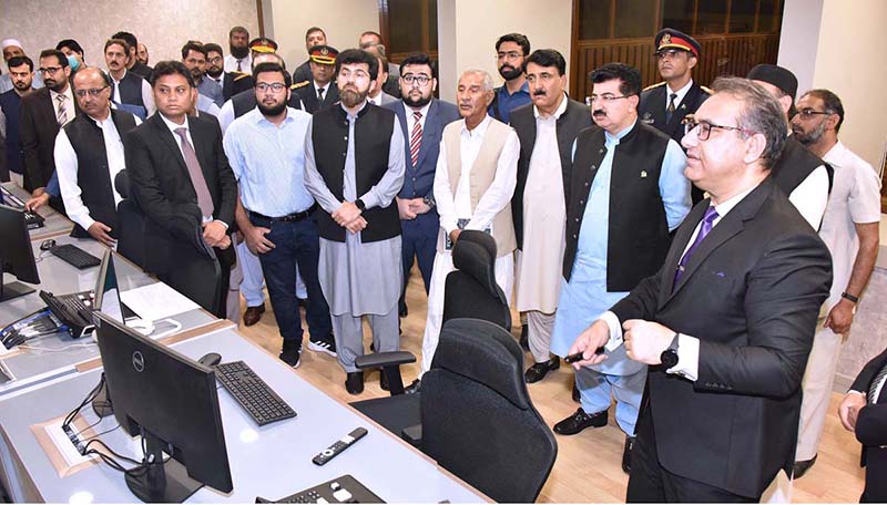 Chairman Senate, Muhammad Sadiq Sanjrani visiting newly established broadcasting room in the Senate after its inauguration at Parliament House