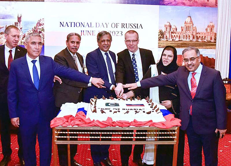 Minister for Law and Justice Senator Azam Nazir Tarar attended the Russia's National Day event as Chief Guest