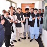 Chairman Senate, Muhammad Sadiq Sanjrani offering dua after inaugurating the newly established broadcasting room in the Senate at Parliament House
