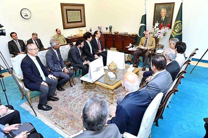 A delegation of Toyota Indus Motors led by President Toyota Asia Mr. Yoshiki Konishi and CEO Indus Motors Ali Asghar Jamali calls on Prime Minister Muhammad Shehbaz Sharif, Japanese Ambassador to Pakistan H.E Mitsuhiro Wada, Federal Ministers Ishaq Dar, Makhdoom Mutaza Mehmood, SAPMs Jahanzeb Khan and Tariq Bajwa were also present in the meeting