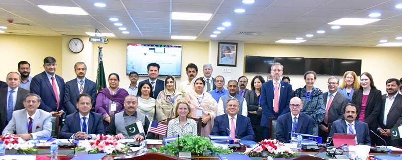 Federal Minister of National Health Services Abdul Qadir Patel addressing the participants of 2nd round of bilateral Pak-US Health Dialogue between Pakistan and USA