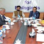 Senator Muhammad Hamayun Mohmand, Chairman Senate Standing Committee on National Health Services, Regulations and Coordination presiding over a meeting of the committee at NIH, Chak Shahzad