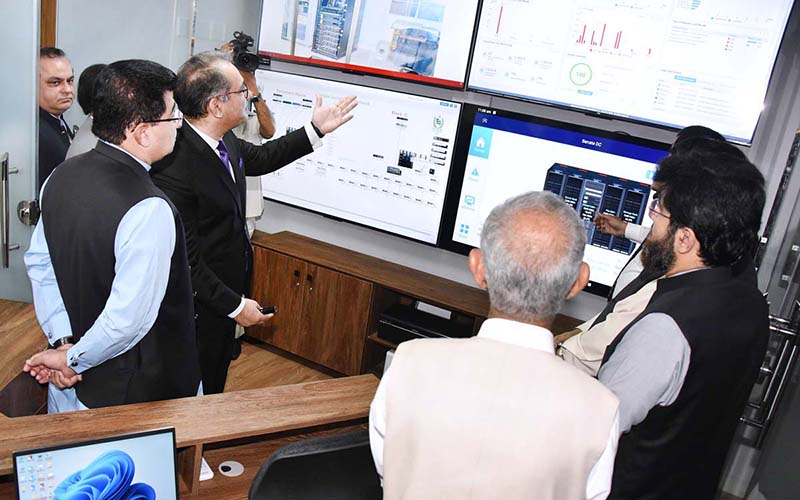 Chairman Senate, Muhammad Sadiq Sanjrani visiting newly established broadcasting room in the Senate after its inauguration at Parliament House