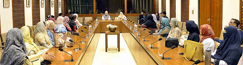 Students and faculty members of Riphah International University, Islamabad in a meeting with Senator Mushtaq Ahmed at Parliament House