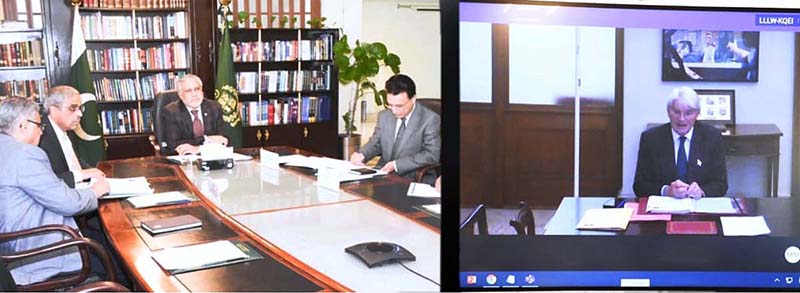 Finance Minister Senator Mohammad Ishaq Dar held a virtual meeting with H.E. Andrew Mitchell Britain’s Minister of State in the Foreign, Commonwealth & Development Office (FCDO)