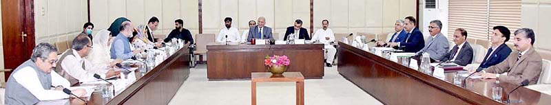 Senator Mushahid Hussain Sayed, Chairman Senate Standing Committee on Defence presiding over a meeting of the committee at Parliament House