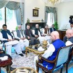 A delegation of former members of parliament and politicians from the merged districts of Khyber Pakhtunkhwa calls on Prime Minister Muhammad Shehbaz Sharif