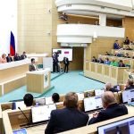 Chairman Senate Muhammad Sadiq Sanjrani addressing the plenary session of Federation Council of the Russian Federation