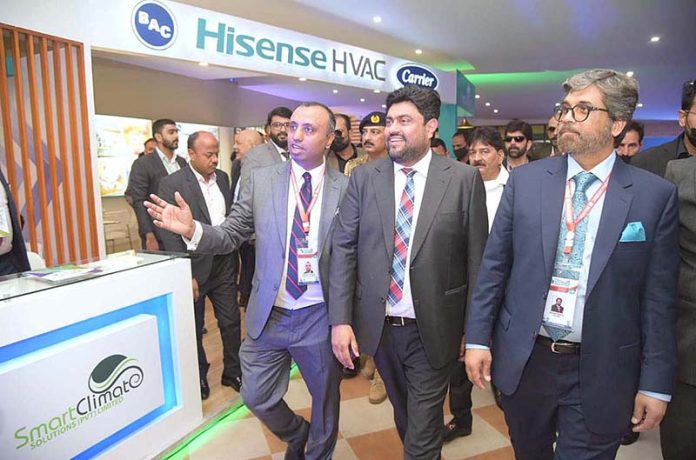Governor Sindh Kamran Tessori visiting different stalls during 28th HVACR International Expo