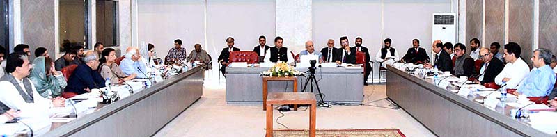 Speaker National Assembly Raja Pervez Ashraf chairing the Advisory Committee meeting on Golden Jubilee of the Constitution at Parliament House