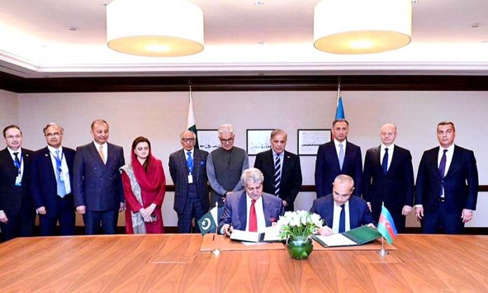 Prime Minister Muhammad Shehbaz Sharif witnesses the signing of Statement of Understanding between Pakistan and Azerbaijan for promotion of trade between the two countries