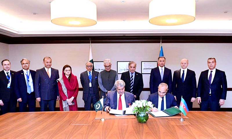Prime Minister Muhammad Shehbaz Sharif witnesses the signing of Statement of Understanding between Pakistan and Azerbaijan for promotion of trade between the two countries