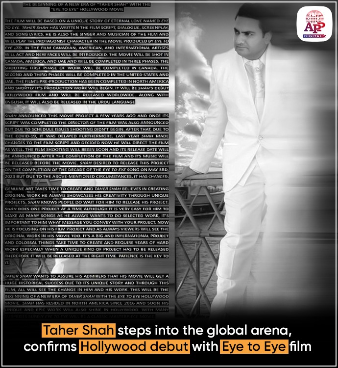 Taher Shah to mark Hollywood debut with ‘Eye to Eye’ movie