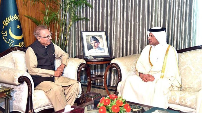 The outgoing Ambassador of Qatar to Pakistan, Sheikh Saoud Bin Abdulrahman Faisal Al-Thani called on President Dr. Arif Alvi at Aiwan-e-Sadr
