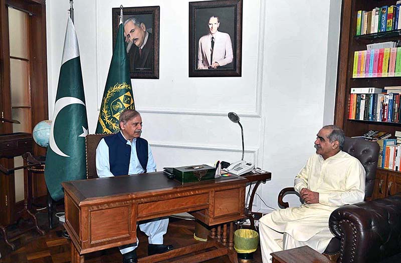 Federal Minister for Railways and Aviation, Khawaja Saad Rafique calls on Prime Minister Muhammad Shehbaz Sharif