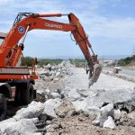 Construction work on the sideline of newly constructed bridge on Islamabad Expressway infront of Gulberg Green