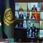 Prime Minister Muhammad Shehbaz Sharif addresses the 23rd SCO Summit hosted virtually by India