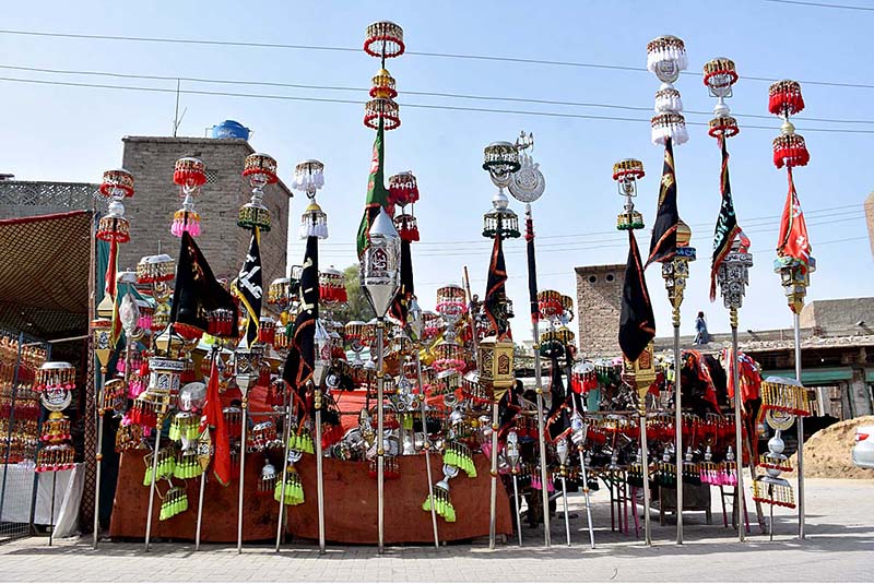 People purchasing Muharram related stuff to be used during mourn procession in Muharram ul Harram