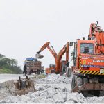 Heavy machinery is being used to expand lanes for smooth traffic on Islamabad Expressway