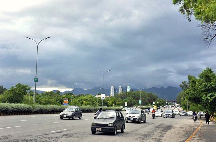 An attractive view of thick clouds hovering over the skies of the Federal Capital