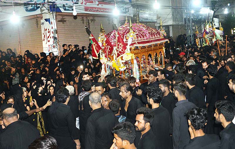 A large numbers of Mourners attending procession of 8th muharram ul haram at Khokar Para