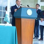 Prime Minister Muhammad Shehbaz Sharif addresses the ceremony of signing of a MoU between Pakistan and Switzerland to promote cooperation in the field of natural disasters management