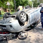 A motorcycle collided with a car on Davis Road during an accident