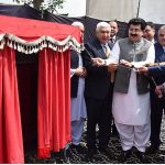 Chairman Senate, Muhammad Sadiq Sanjrani, president of the Inter-Parliamentary Union (IPU), Duarte Pacheco and Federal Minister for Law and Justice, Senator Azam Nazeer Tarar inaugurating the ground breaking ceremony of the Permanent Headquarter of International Parliamentarians' Congress (IPC) at Diplomatic Enclave
