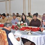 Briefing on the development projects of the current and next financial year under the chairmanship of Coordinator Prime Minister of Pakistan Khawaja Ahmed Hassan at Aiwan Iqbal Complex