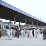 A view of General Bus stand as people returning to their destination after spending Eid holidays