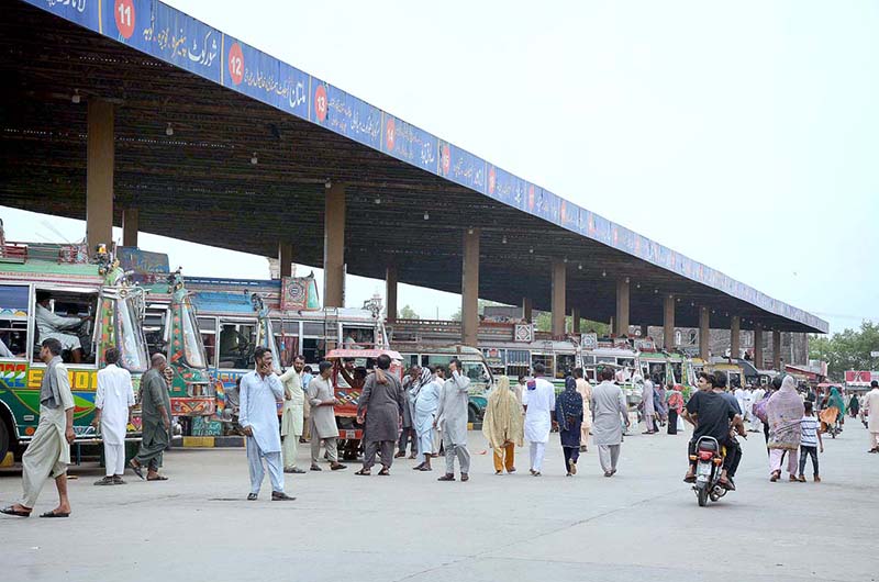A view of General Bus stand as people returning to their destination after spending Eid holidays