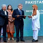 Prime Minister Muhammad Shehbaz Sharif distributes scholarship cheques among high-achieving students on merit basis under the Pakistan Endowment Fund for Education