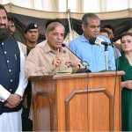 Prime Minister Muhammad Shehbaz Sharif expressing his views after visiting under construction Nishtar II Hospital