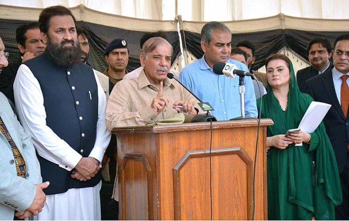 Prime Minister Muhammad Shehbaz Sharif expressing his views after visiting under construction Nishtar II Hospital Prime Minister Muhammad Shehbaz Sharif expressing his views after visiting under construction Nishtar II Hospital