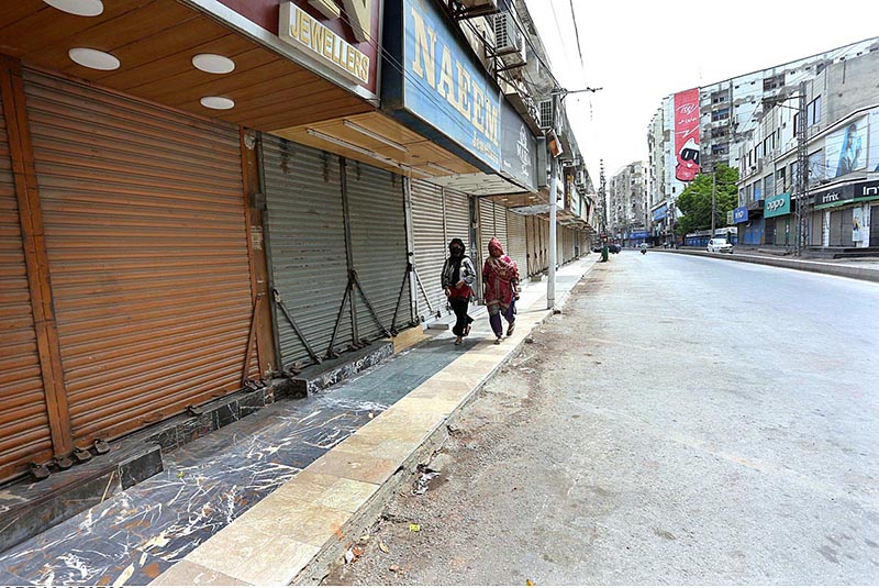 A view of closed shops at Koh-e-Noor Chowk during shutter down strike by Pakistan Sunni Tehreek against the burning of Holy Quran outside a Stockholm mosque in Sweden