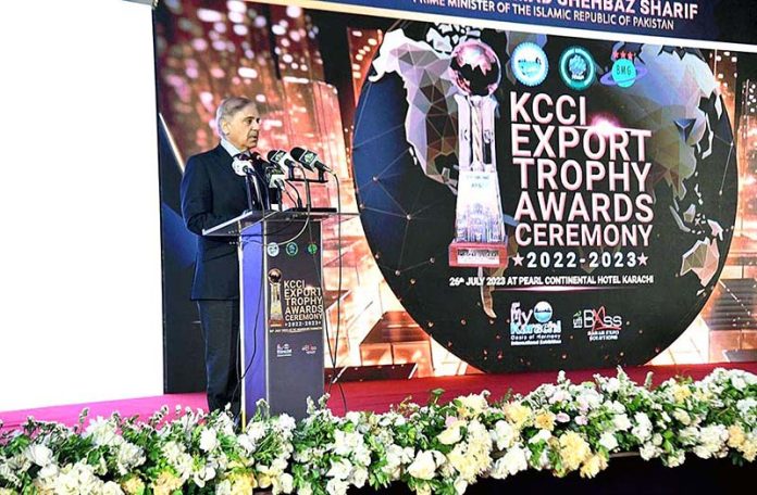 Prime Minister Muhammad Shehbaz Sharif addresses the Export Awards Ceremony