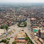 An aerial view of Clock Tower Chowk. Clock Tower Chowk is the center of Multan City to connect nine 09 different link roads
