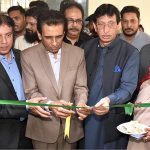 Former Minister and Convener MQM Pakistan Khalid Maqbool Siddiqui along with Federal Minister for IT &Telecom Syed Amin-ul-Haq inaugurating Free Digital IT Lab at Rashid Minhas Govt. Boys & Girls School Nazimabad at Rizvia Chowrangi