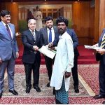 Prime Minister Muhammad Shehbaz Sharif distributing keys of newly constructed houses donated by HBL among the Flood affectees of Sindh