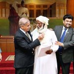 Prime Minister Muhammad Shehbaz Sharif distributing keys of newly constructed houses donated by HBL among the Flood affectees of Sindh