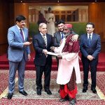 Prime Minister Muhammad Shehbaz Sharif distributing keys of newly constructed houses donated by HBL among the Flood affectees of Sindh